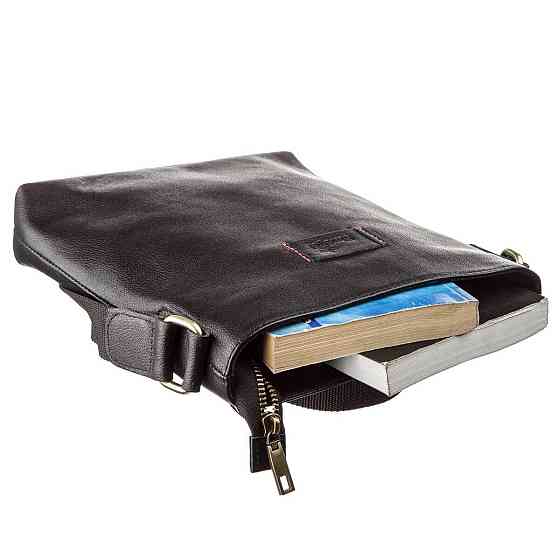 Мужская кожаная сумка без клапана Черная (SHVIGEL) Киев