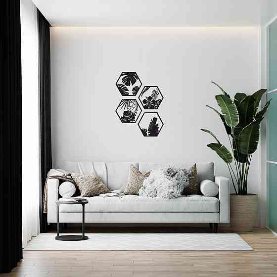 Тропічні листя – дерев'яний настінний декор Київ