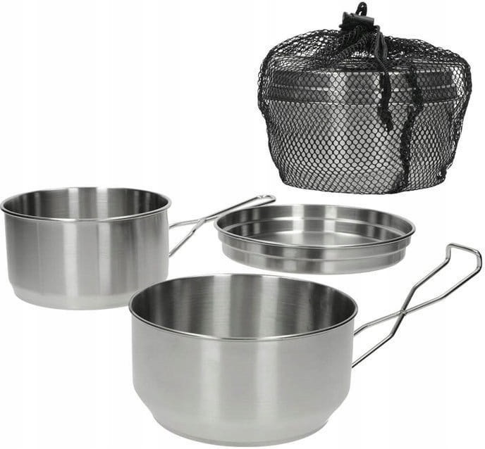 Туристичний Набір Посуду 3 предмети з чохлом Mil-Tec від Sturm (14664800) Нержавіюча сталь Нововолинськ - фото 1