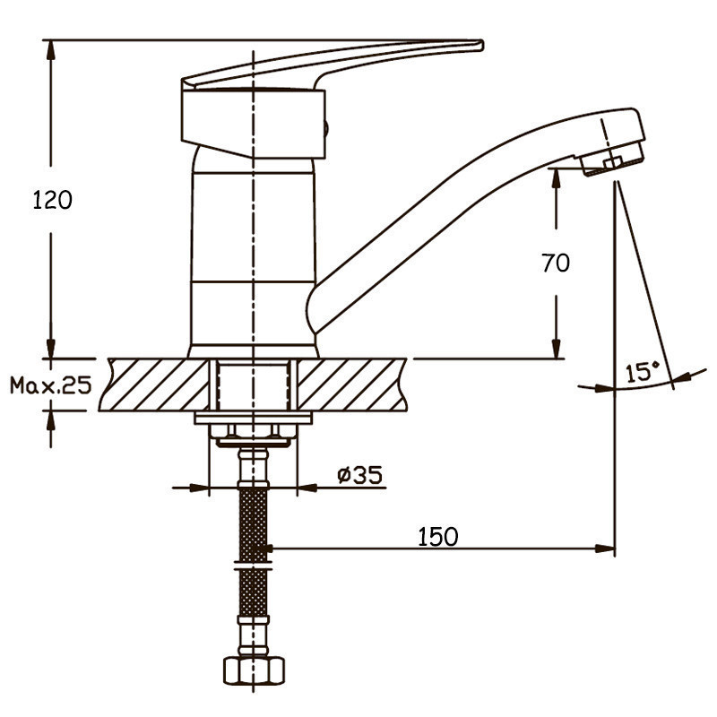 Смеситель для кухни / умывальник Haiba AGAT 555 (излив 15 см, латунь) Черновцы - изображение 7