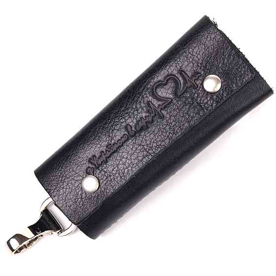Практична ключниця у глянцевій шкірі Серце GRANDE PELLE 16718 Чорна Київ