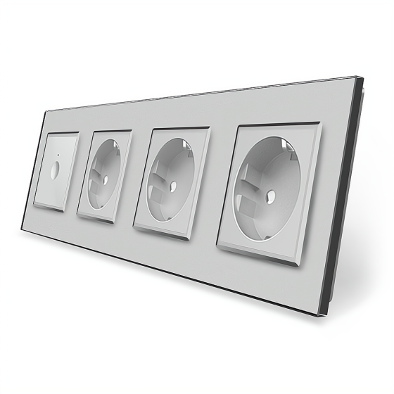 LIVOLO Сенсорний вимикач Sense 1 сенсор 3 розетки Livolo сірий скло (VL-C7FC1/FCTC16A/FCTC16A/F Коломия