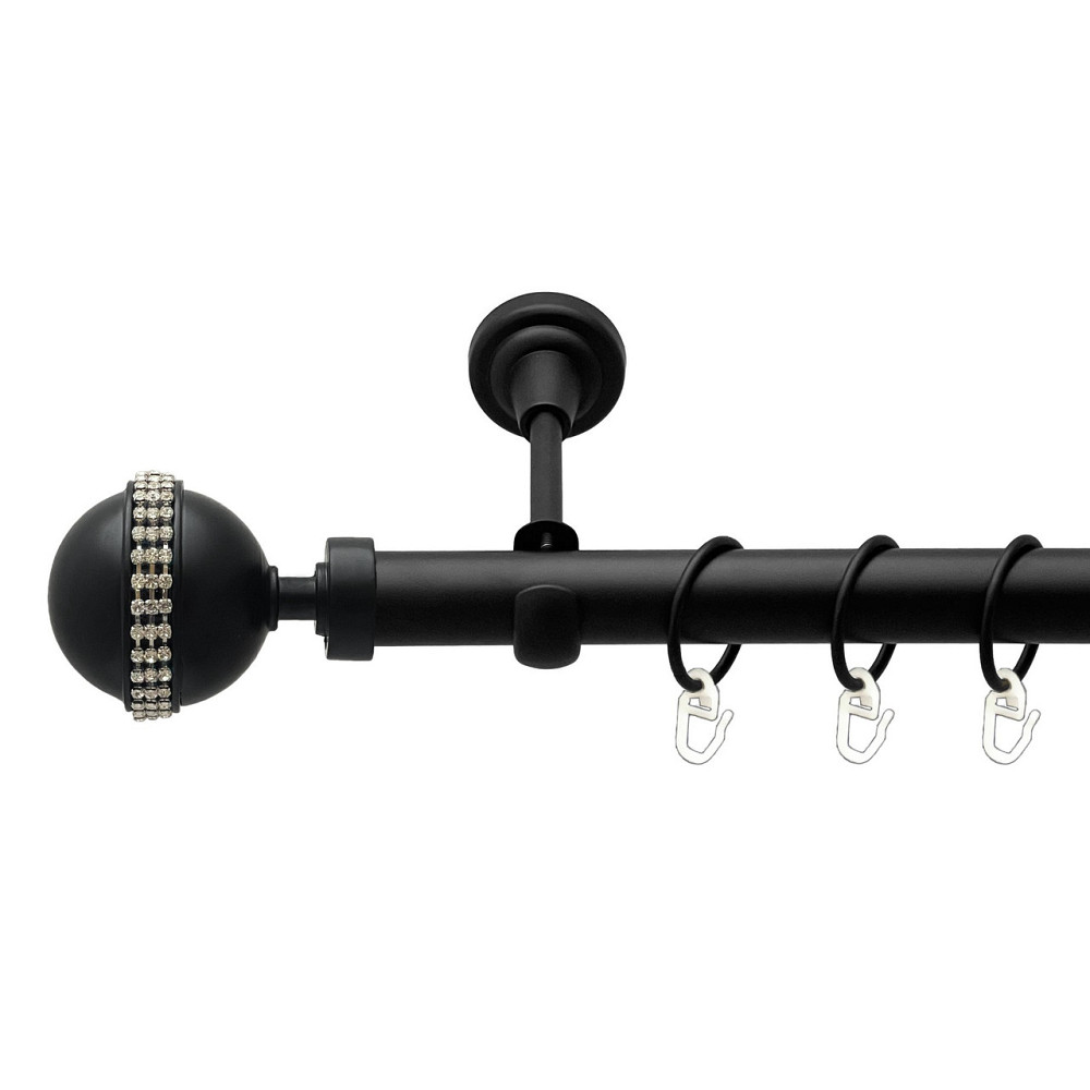 Карниз Orvit Авея металевий однорядний відкритий гладка труба кільце металеве Чорний Оксамит 25 мм 160 см Львов - изображение 1