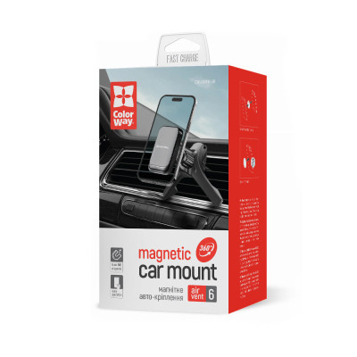 Универсальный автодержатель ColorWay Magnetic Air Vent-6 (360° rotation) Gray (CW-CHM16-GR) Винница - изображение 12