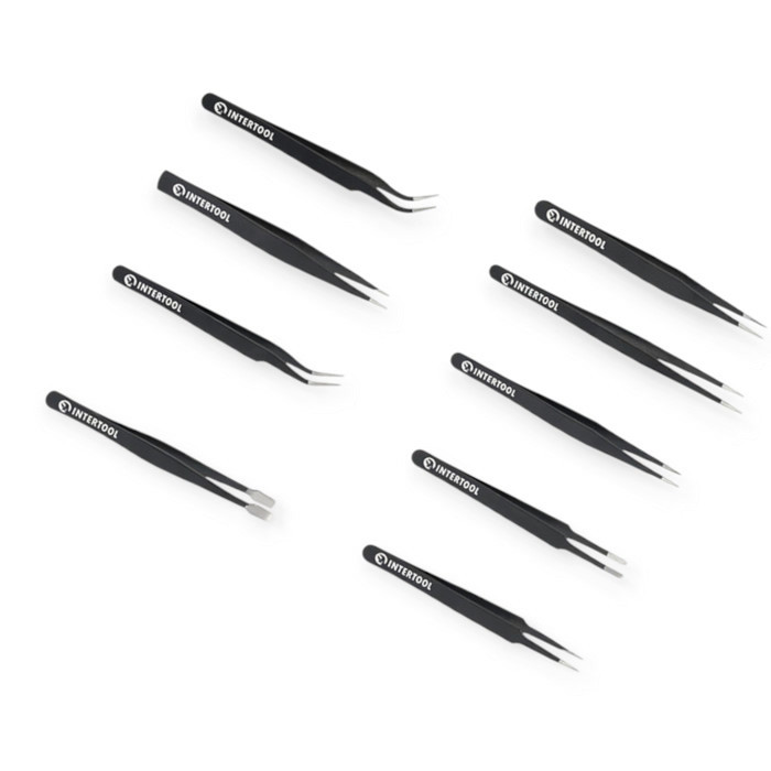 Набор пинцетов из нержавеющей стали 9шт, антистатичные, тефлон. покрытие, радиотехнические (чехол) Мукачево - изображение 5