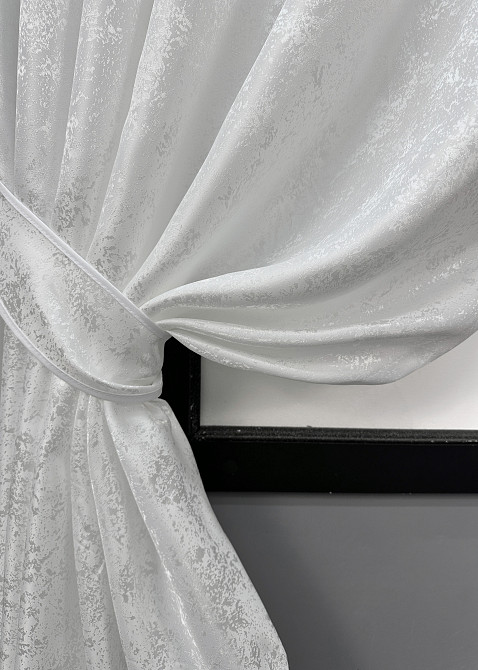 Комплект коротких штор VR-Textil Жакард Мрамор Al1 № 1300ш Белый 130х170 см 2 шт (35-0403) Киев - изображение 4