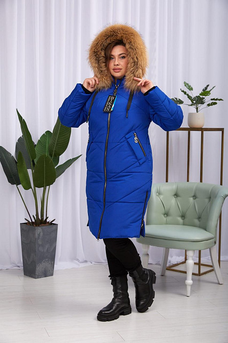 Жіноча подовжена зимова куртка з натуральним хутром.  Батал 56-66р Київ - фото 4