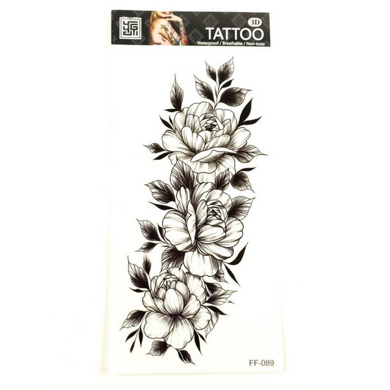 Временное тату «Цветы» FF-089 размер 19 х 9 см Винница - изображение 1