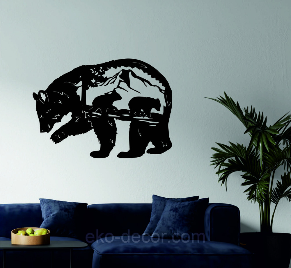 Декоративне настінне Панно «Ведмідь», Декор на стіну 70*50 см, Чорний Київ - фото 2