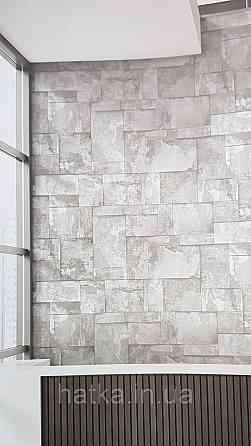 Шпалери вінілові на флізеліні AdaWall Roka 1.06х10 під плитку структурні сірі білі сріблясті 23106-1 Київ