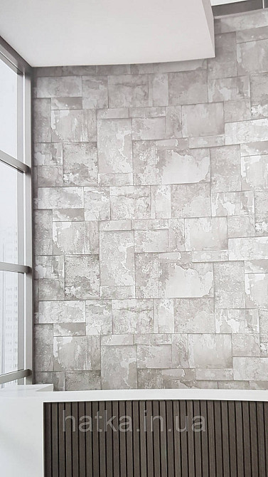 Обои виниловые на флизелине AdaWall Roka 1.06х10 под плитку структурные серые белые серебристые 23106-1 Киев - изображение 1
