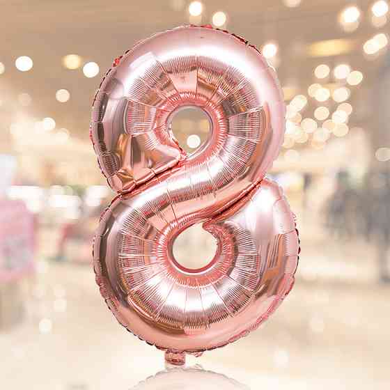 Кулька цифра 8 фольгована 32 дюйма рожеве золото Київ