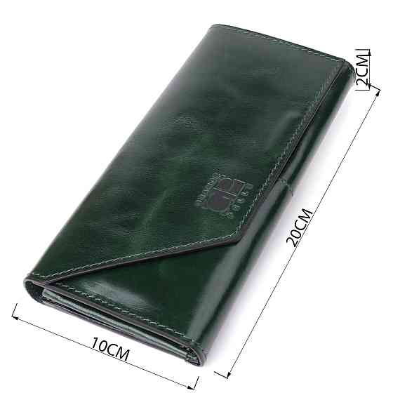 Добротный кошелек в два сложения из натуральной гладкой кожи GRANDE PELLE 22945 Зеленый Киев