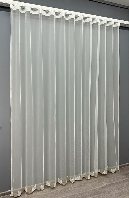 Тюль "Грек-сітка" з вишивкою колір молочний з золотистим 1462т Київ - фото 8