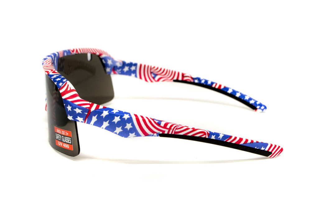 Окуляри захисні Global Vision Holeshot USA Flag (gray), сірі в оправі прапор США Запоріжжя - фото 7