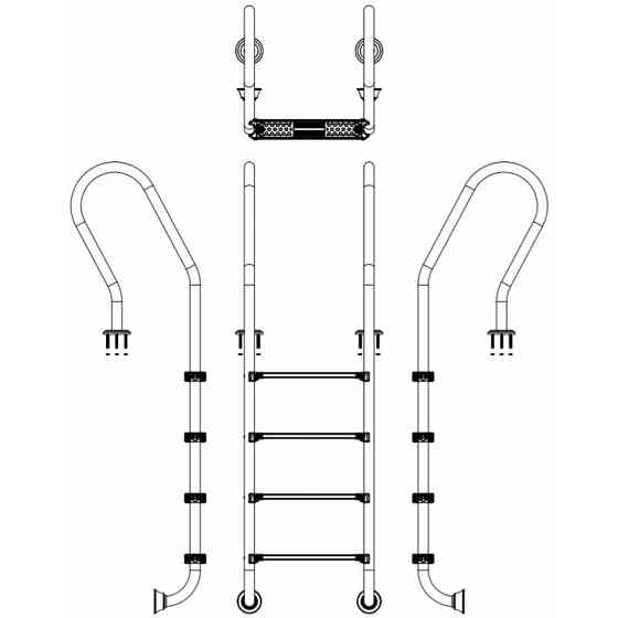 Лестница для бассейна Emaux Mixta SFF415-SR (4 ступени). AISI-304 Киев