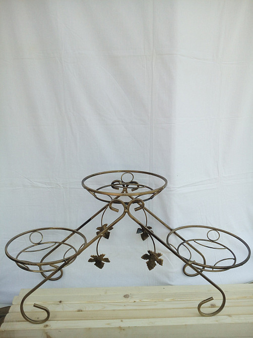 Подставка кованая для цветов «Сани» на 3 вазона, стойка под цветы, вазон Киев - изображение 6