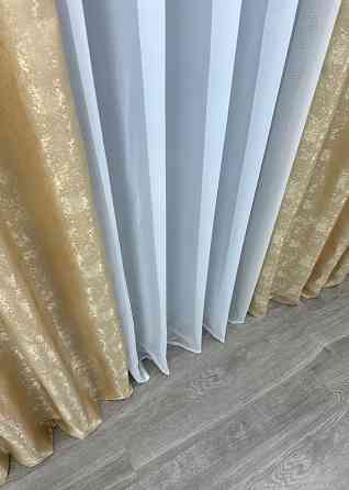 Шторна тканина жакард, колекція "Мармур Al1" колір золотистий 439ш Київ