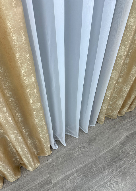 Шторна тканина жакард, колекція "Мармур Al1" колір золотистий 439ш Київ - фото 5