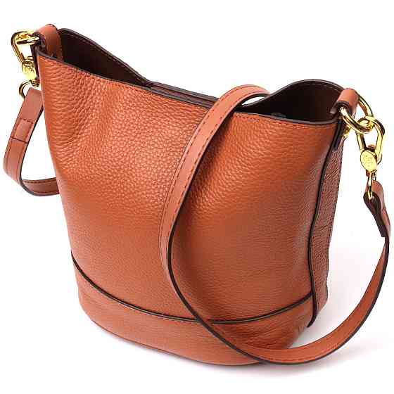 Невелика сумка жіноча з автономною косметичкою всередині з натуральної шкіри Vintage 22366 Коричнева Київ