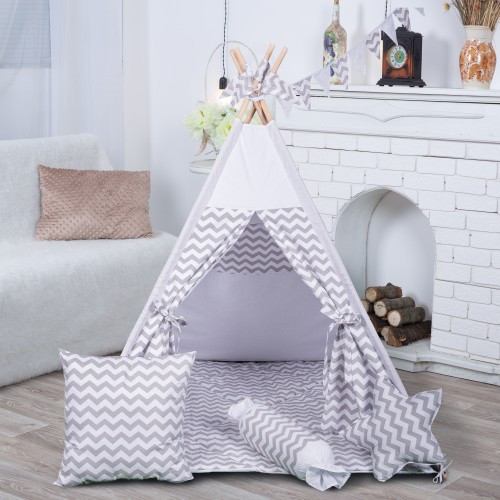 Вигвам Хатка комплект Серый зигзаг с подушкой - Большой 150*150 см Киев - изображение 1