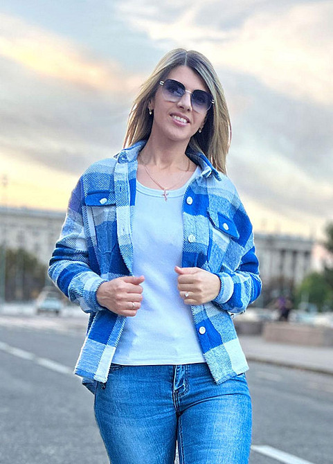 Жіноча тепла сорочка "Elba" оптом | Розпродаж моделі 42-44, Електрик + сірий Київ - фото 1