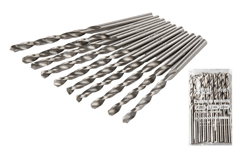 Сверло для металла MASTERTOOL HSS 5,2х86 мм WHITE 10-1052 Ровно - изображение 1
