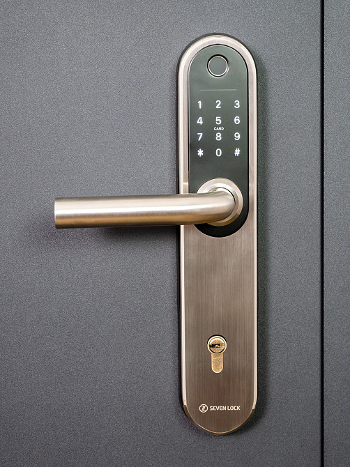 Умный дверной биометрический замок SEVEN LOCK SL-7768BF (85мм) silver Киев - изображение 17