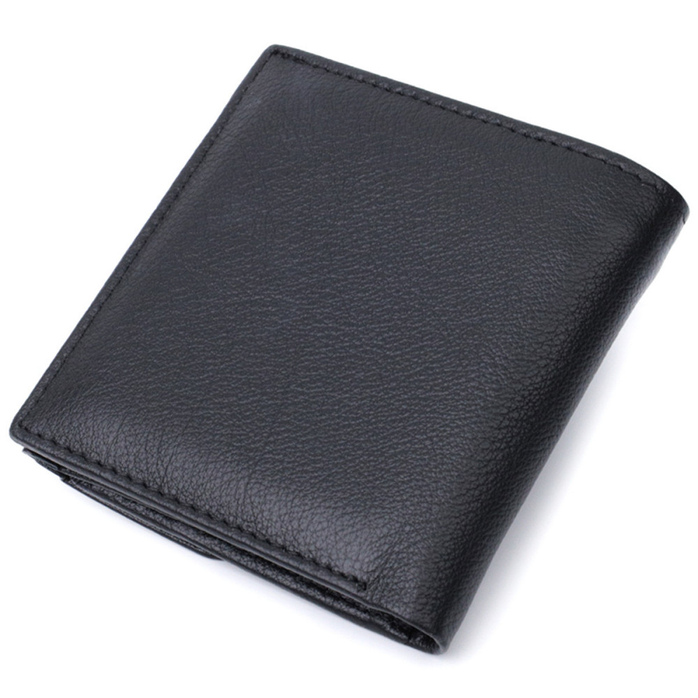 Жіночий гаманець середнього розміру із монетницею зовні із натуральної шкіри ST Leather 22719 Чорний Київ - фото 2