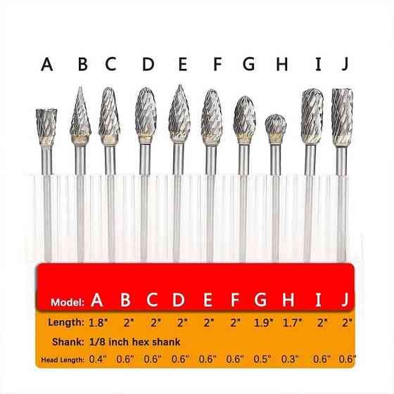 Набор борфрез 10 шт для дремеля и гравера Киев