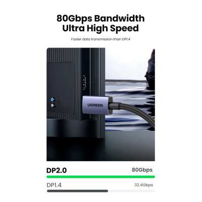Кабель мультимедійний DisplayPort M to DisplayPort M 1.0m 16K DP118 black Ugreen (15383) Вінниця - фото 2