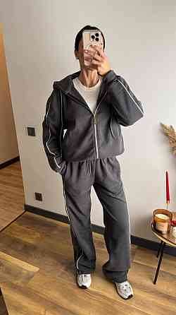 Женский теплый костюм двойка с кантом двухсторонний флис Графит, 42/44 Одесса