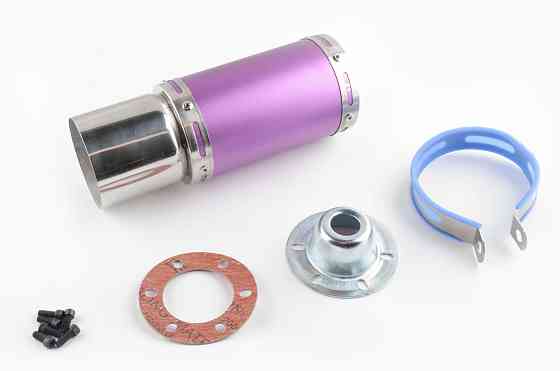 Глушник (тюнінг) 170 * 100mm, кріп. Ø78mm (нержавіюча сталь, короткий, фіолетовий, прямоток, mod:3) Київ