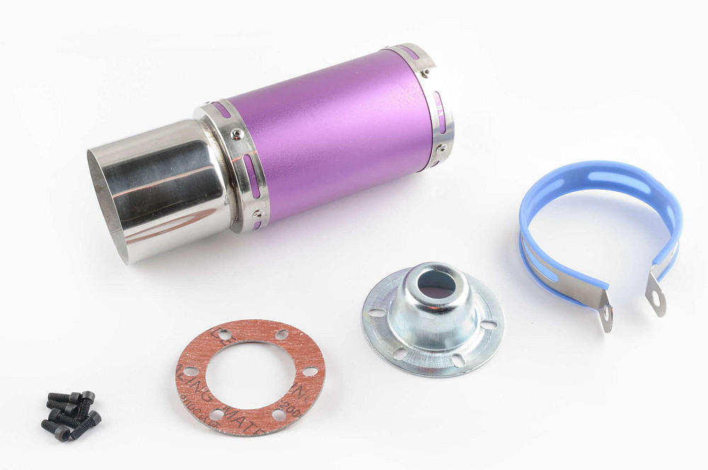 Глушник (тюнінг) 170 * 100mm, кріп. Ø78mm (нержавіюча сталь, короткий, фіолетовий, прямоток, mod:3) Київ - фото 1