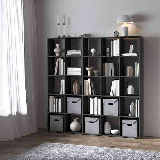 Стеллаж VAYS M-4 Антрацит, книжная полка с 25 ячейками, ЛДСП, 178×29×178 см – для дома, офиса, детской или гостиной Львов