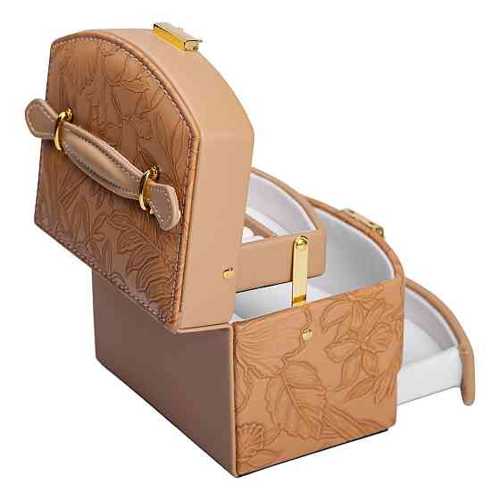 Скринька для прикрас з еко шкіри 3 яруси із замком органайзер для ювелірних виробів HP-5-23BR Коломия