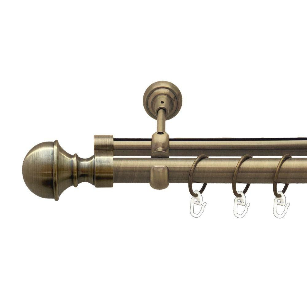 Карниз Orvit Бостон металевий дворядний опозитний гладка \ профільна труба кільце металеве Антик 25\19 мм 240 см (00-00017555) Львів - фото 1