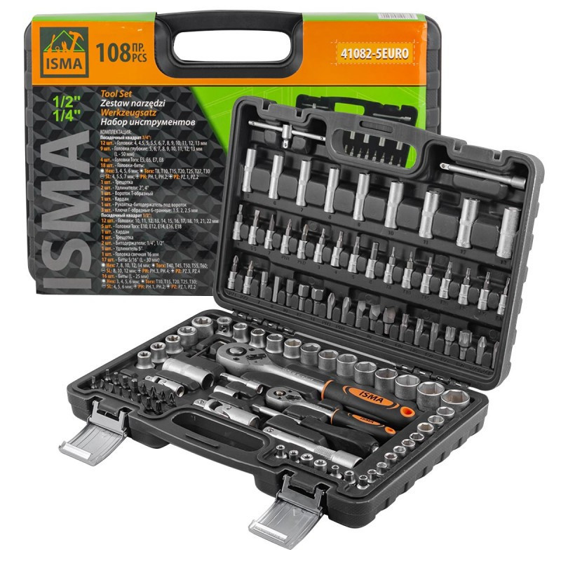 Набор инструментов 108пр. 1/4'', 1/2''(4-32мм;6гр.) IS-41082-5 Одесса - изображение 2