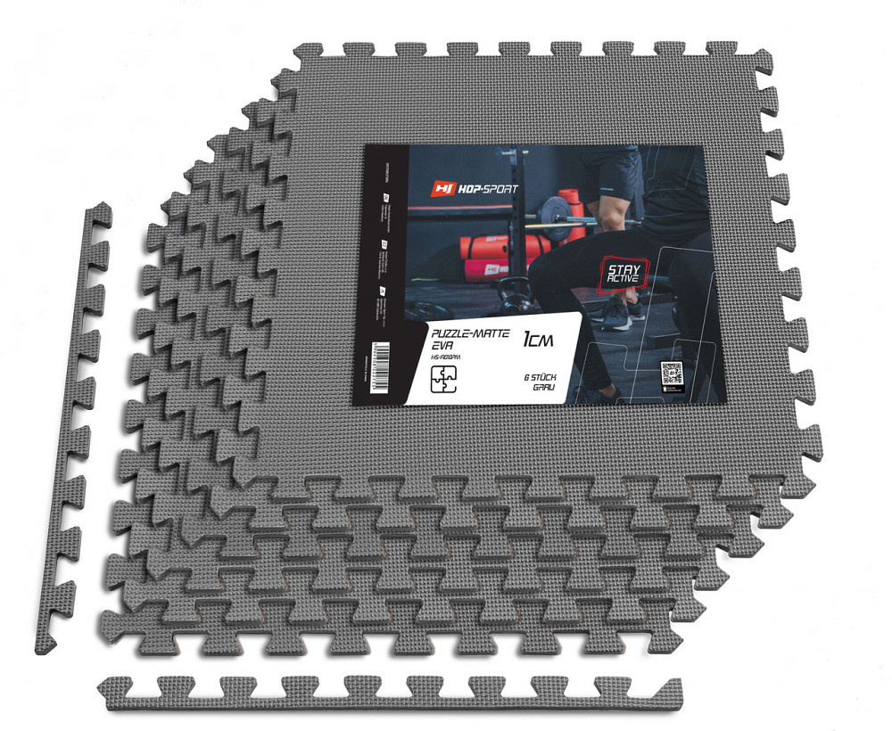 Мат-пазл Hop-Sport EVA 1см HS-A010PM - 6 частин сірий Київ - фото 1