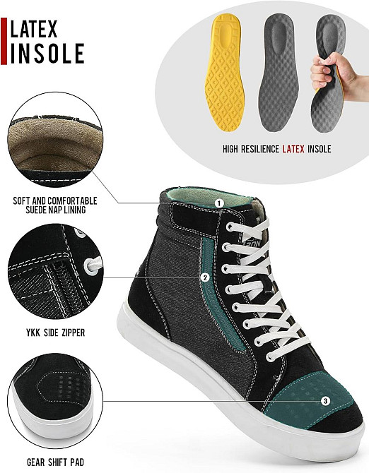 Чоловічі мотоботинки для міста дихаючі протиковзкі з боковою блискавкою підтримка щиколотки Київ - фото 3