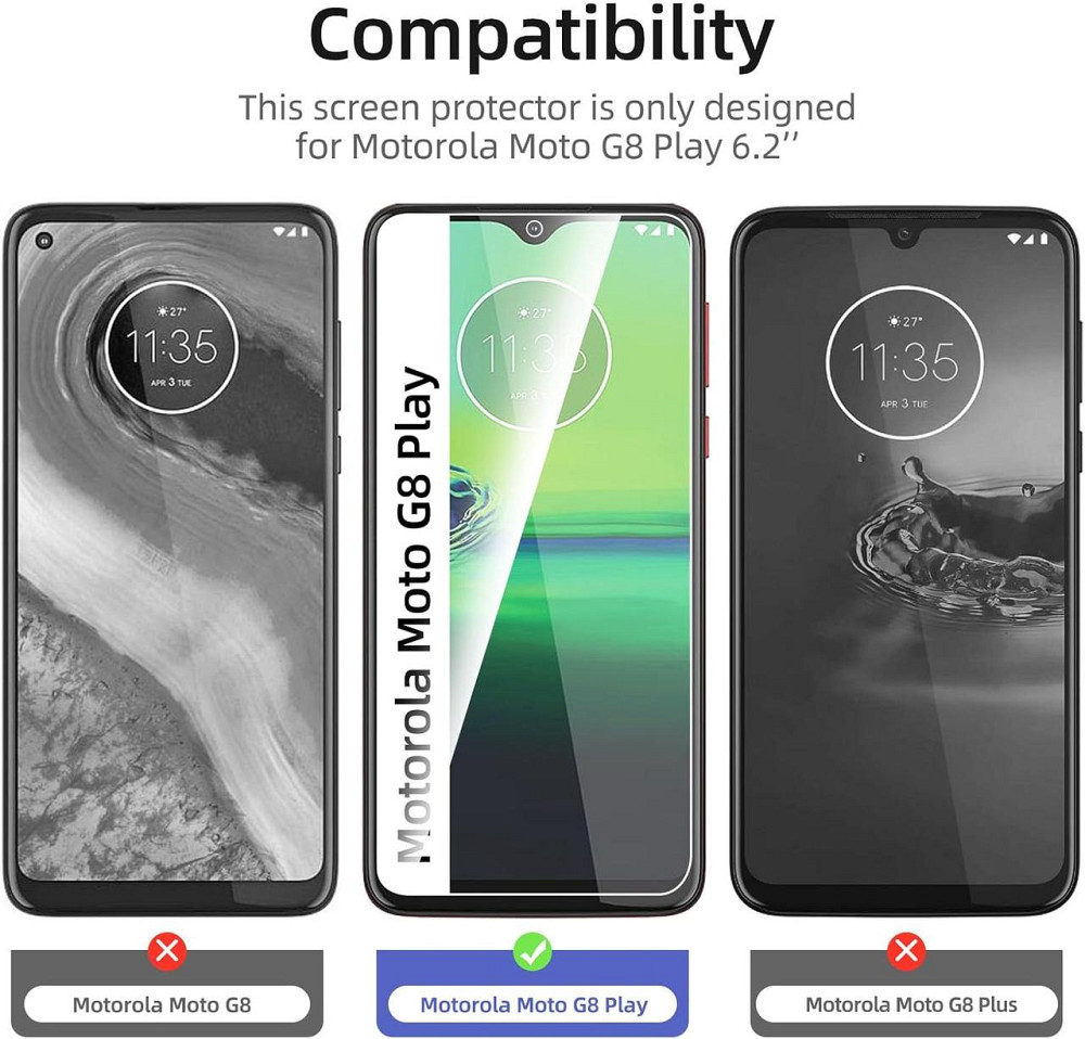 Защитное стекло NEW'C Motorola Moto G8 Play прозрачное 2 шт закаленное 0.33 мм 9H без пузырей Киев - изображение 6