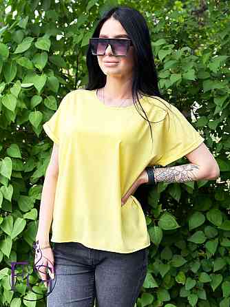 Літня блузка футболка вільного крою "Moment" оптом | Норма і батал 46-48, Жовтий Київ