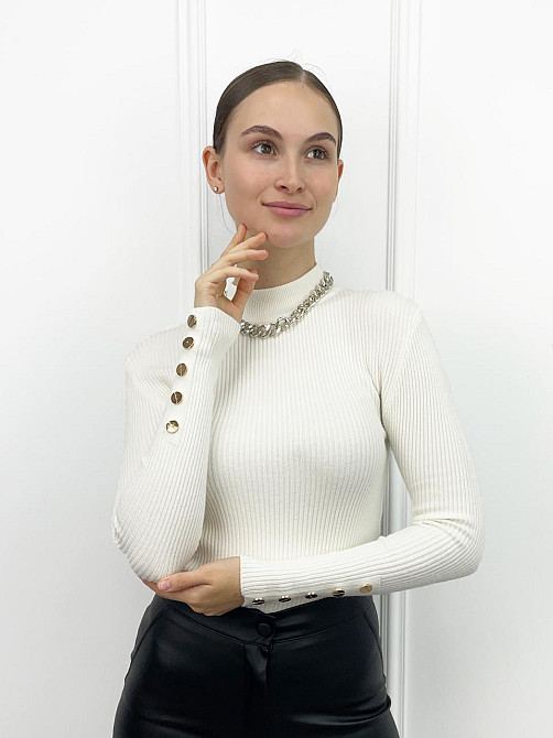 Жіночий трикотажний гольф з кнопками "Lissom" оптом I Розпродаж моделі Київ - фото 3