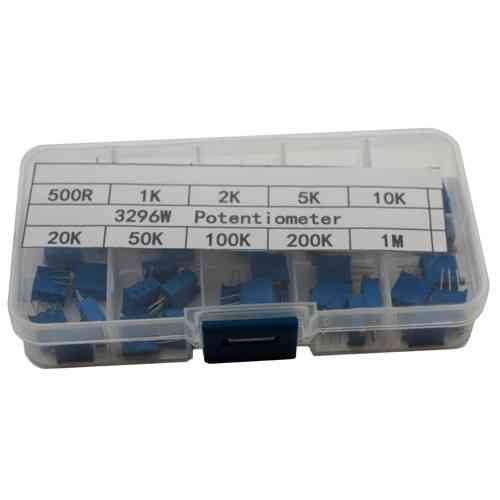 Набір потенціометрів 3296W (50 шт від 500 Ом до 1 МОм)комплект змінних резисторів у пластиковому кейсі. Київ