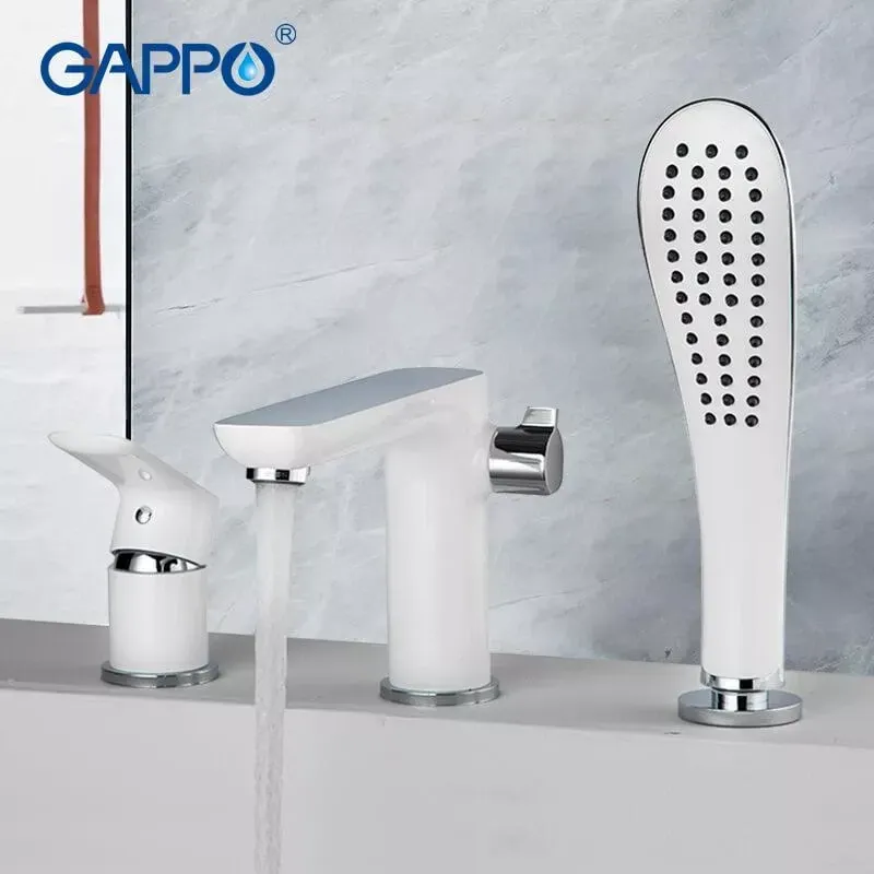 Смеситель на борт ванны GAPPO G1148 белый/хром Киев - изображение 3