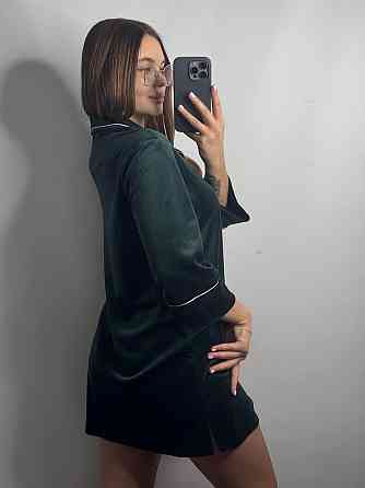 Женская рубашка-халат плюш-велюр Изумрудный M-L Харьков