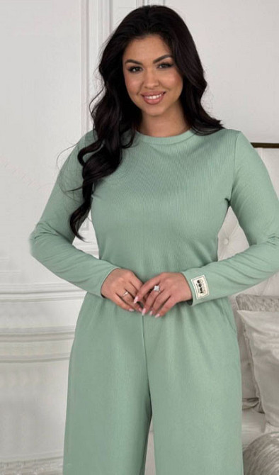 Женский костюм штаны с лонгсливом Оливковый 42/44 Харьков - изображение 1