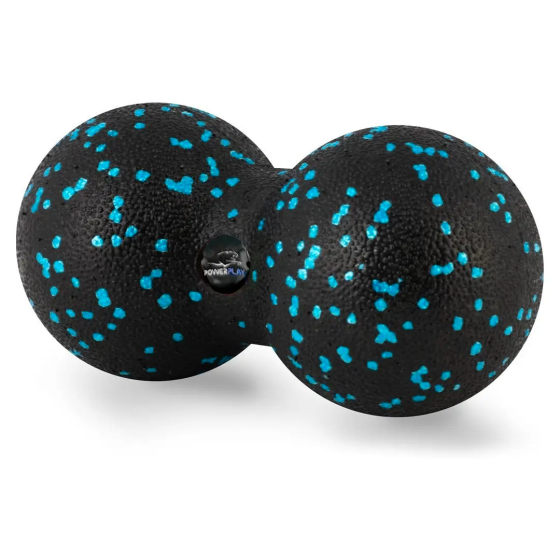 Масажний м'яч подвійний PowerPlay PP-4352 Epp foam peanut ball (d8*16cm.) Чорно/Блакитний Каменское