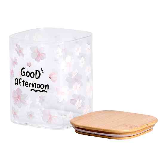 Yiwu Банка для сипучих продуктів з бамбуковою кришкою 900 мл ємність для сипучих скло HP-34-24 Коломия