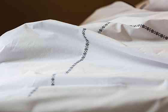 Ecotton Комплект постільної білизни Сімейний з вишивкою та кантом український хрестик Dark Blue Коломыя